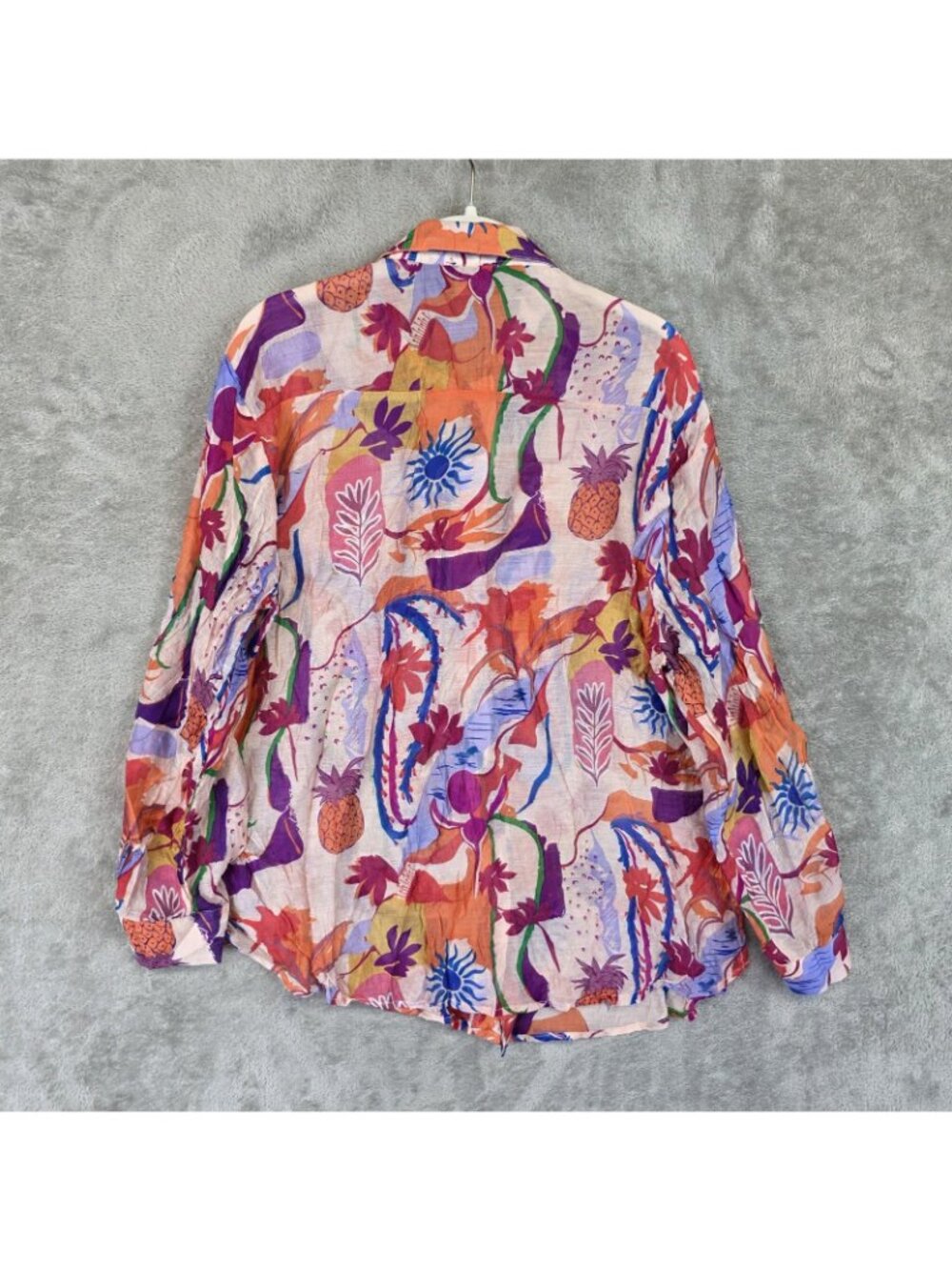 Milk & Honey Button Up Shirt Womens XL Multicolor Tropical Long Sleeve Tunic - Picture 2 of 10